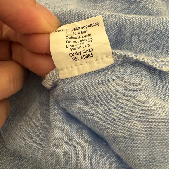 HIHO Tortola 100% Linen Shirt Henley Roll Tab Sleeves Coastal Relaxed Size Large - Picture 7 of 10